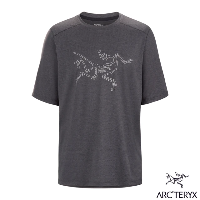 【Arcteryx 始祖鳥】男 Cormac Logo 快乾短袖圓領衫(雜黑)