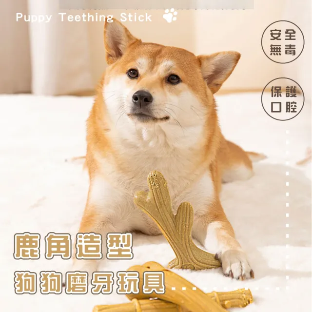鹿角造型狗狗磨牙玩具(磨牙棒 耐啃咬 潔牙骨 狗牙刷 牙結石 益智 狗玩具 寵物用品)