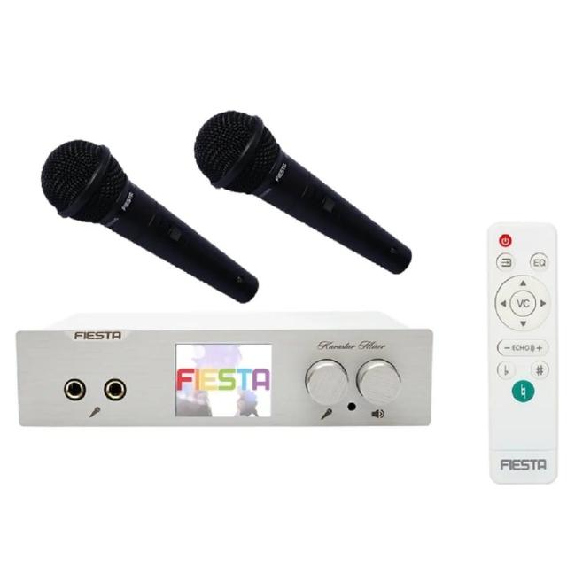 【FIESTA】KARASTAR 數位音訊處理器+2支有線麥克風(適用卡拉OK歡唱)