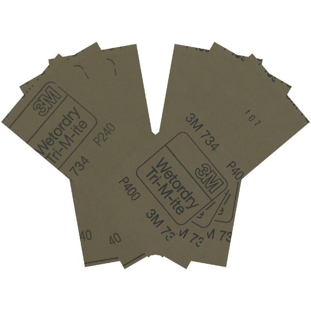 【3M】高耐磨乾濕雙用砂紙組合-手握式砂磨架專用-240/400號-各3張