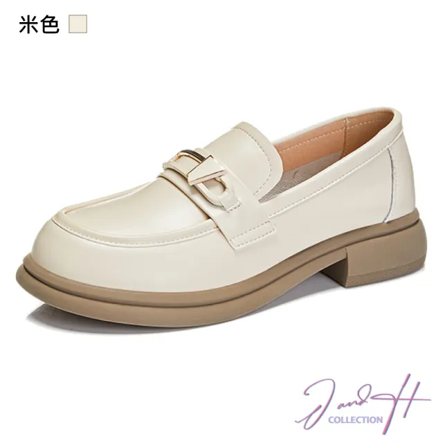 【J&H collection】簡約英倫風百搭素色福樂鞋(現+預 黑色 / 米色)