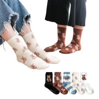 【哈囉喬伊】韓國襪子 可愛浪漫小熊中筒襪 女襪 A470(正韓直送 韓妞必備 棉襪 長襪 韓國少女襪)