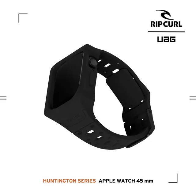 【UAG】X RIP CURL Apple Watch 45mm 矽膠保護殼運動錶帶-極限黑(UAG)
