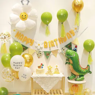 【阿米氣球派對】小清新恐龍生日氣球套餐組(氣球 生日氣球 生日佈置)