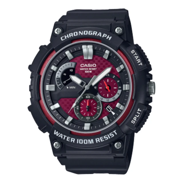 【CASIO 卡西歐】指針錶 碼錶 橡膠錶帶 防水100米 日期顯示(MCW-200H-4A)
