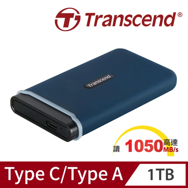 【Transcend 創見】ESD370C 1TB USB3.1/Type C 雙介面外接SSD固態硬碟-海軍藍(TS1TESD370C)