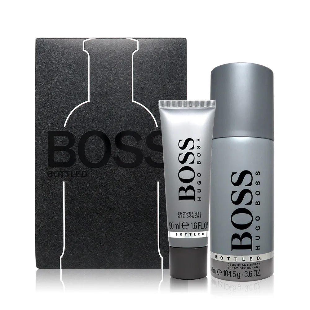 【HUGO BOSS】Bottled 自信男性身體香氛禮盒組-體香噴霧150l+沐浴膠m 50ml(平行輸入)