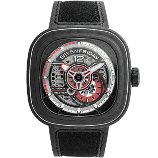 【SEVENFRIDAY】碳纖維限定版 紅寶紅 自動上鍊機械錶-47X47.6mm 99狂買節(PS3/02)