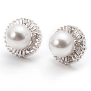 【Jpqueen】大方珍珠單顆高雅水鑽耳環(銀色)
