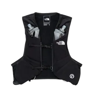 【The North Face 官方旗艦】北面男女款黑色雙水袋吸濕排汗透氣越野跑背心｜81DDKX7(排汗衫)