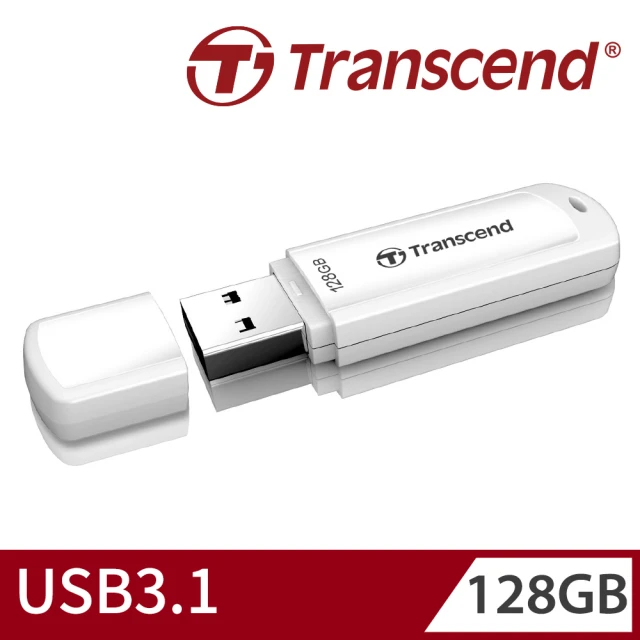 【Transcend 創見】JetFlash730 USB3.1 128GB 隨身碟-典雅白(TS128GJF730)