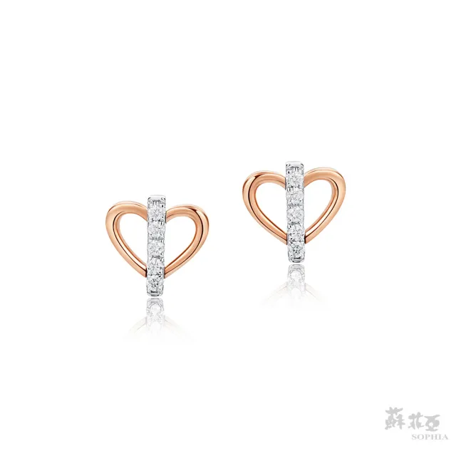【蘇菲亞珠寶】14K玫瑰金  一心一意 鑽石耳環