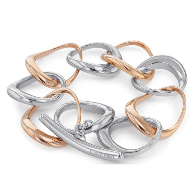 【Calvin Klein 凱文克萊】CK Warped Rings 可調式手鍊-雙色 99狂買節(35000007)