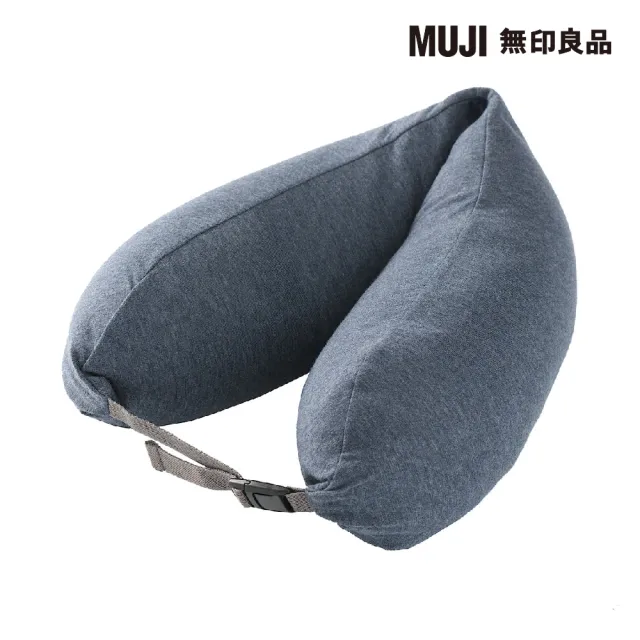 【MUJI 無印良品】微粒貼身靠枕附帽/深藍