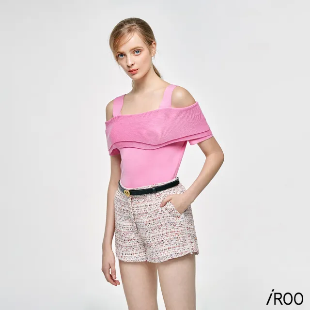 【iROO】層次荷葉針織衫