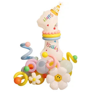 韓系ins童趣風生日數字氣球組1組(生日 派對 週歲 寶寶 兒童節 氣球)