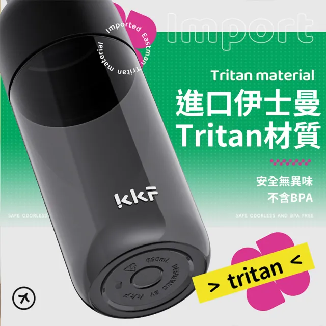 【KKF 吻吻魚】meta 兩用運動水杯 - 750ml(Tritan 材質、運動水壺、一杯雙飲)