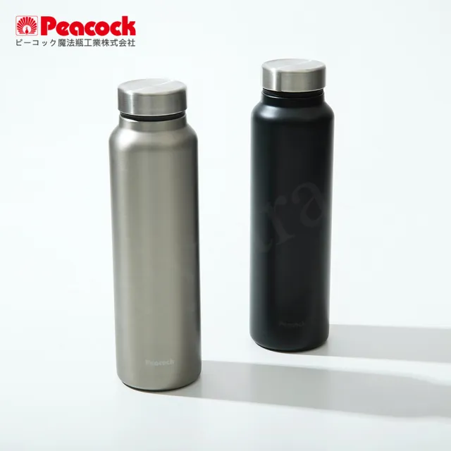 【Peacock 日本孔雀】商務休閒 不鏽鋼保冷保溫杯600ML-消光黑(輕量化設計)(保溫瓶)