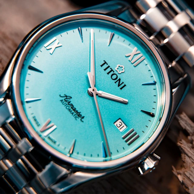 TITONI 梅花錶 新空中霸王系列-TIFFANY藍色錶盤-不鏽鋼鍊帶/40mm(83908 S-691)