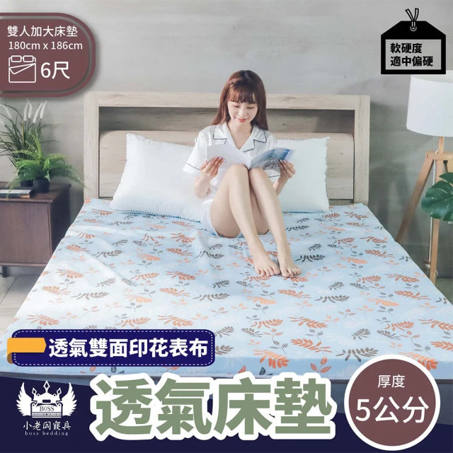 BOSS BEDDING 小老闆寢具 雙人6尺雙面布透氣5cm床墊偏硬(折疊床｜雙層床｜薄床墊｜宿舍床｜露營床)