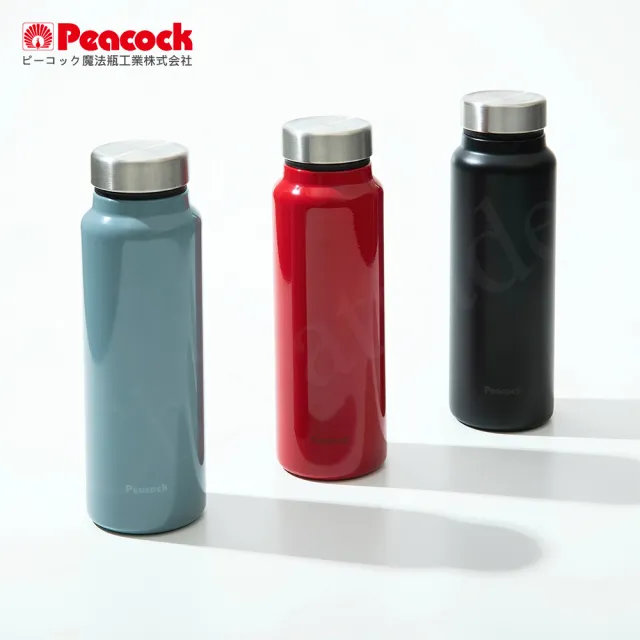 【Peacock 日本孔雀】商務休閒 不鏽鋼保冷保溫杯600ML-紅(輕量化設計)(保溫瓶)