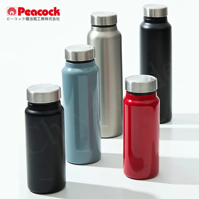 【Peacock 日本孔雀】商務休閒 不鏽鋼保冷保溫杯600ML-紅(輕量化設計)(保溫瓶)