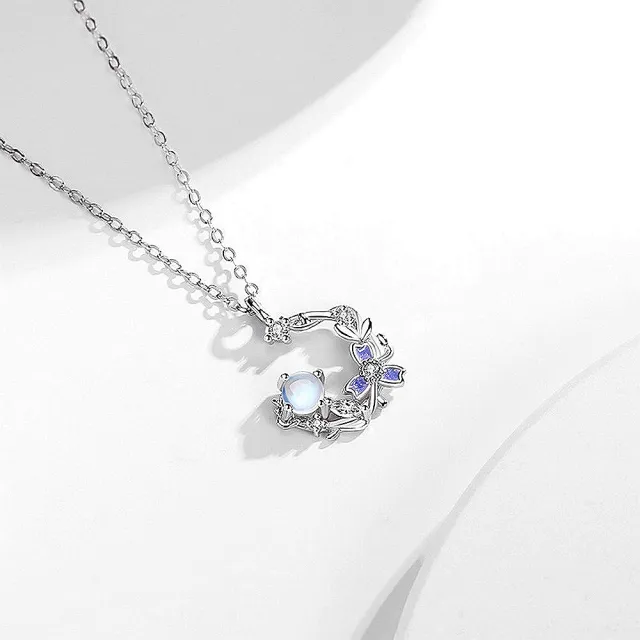【巴黎精品】現貨+預購 925純銀項鍊琉璃石吊墜(詠嘆花憐鋯石生日情人節禮物女飾品v1ar100)