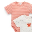 【Purebaby】澳洲有機棉 嬰兒短袖包屁衣3件組(新生兒 有機棉 連身衣 滿月禮)