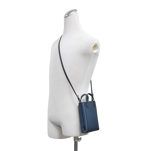 【FURLA 芙拉】FURLA MIASTELLA字母壓印LOGO小牛皮手提斜背兩用包(中/藍鳥)