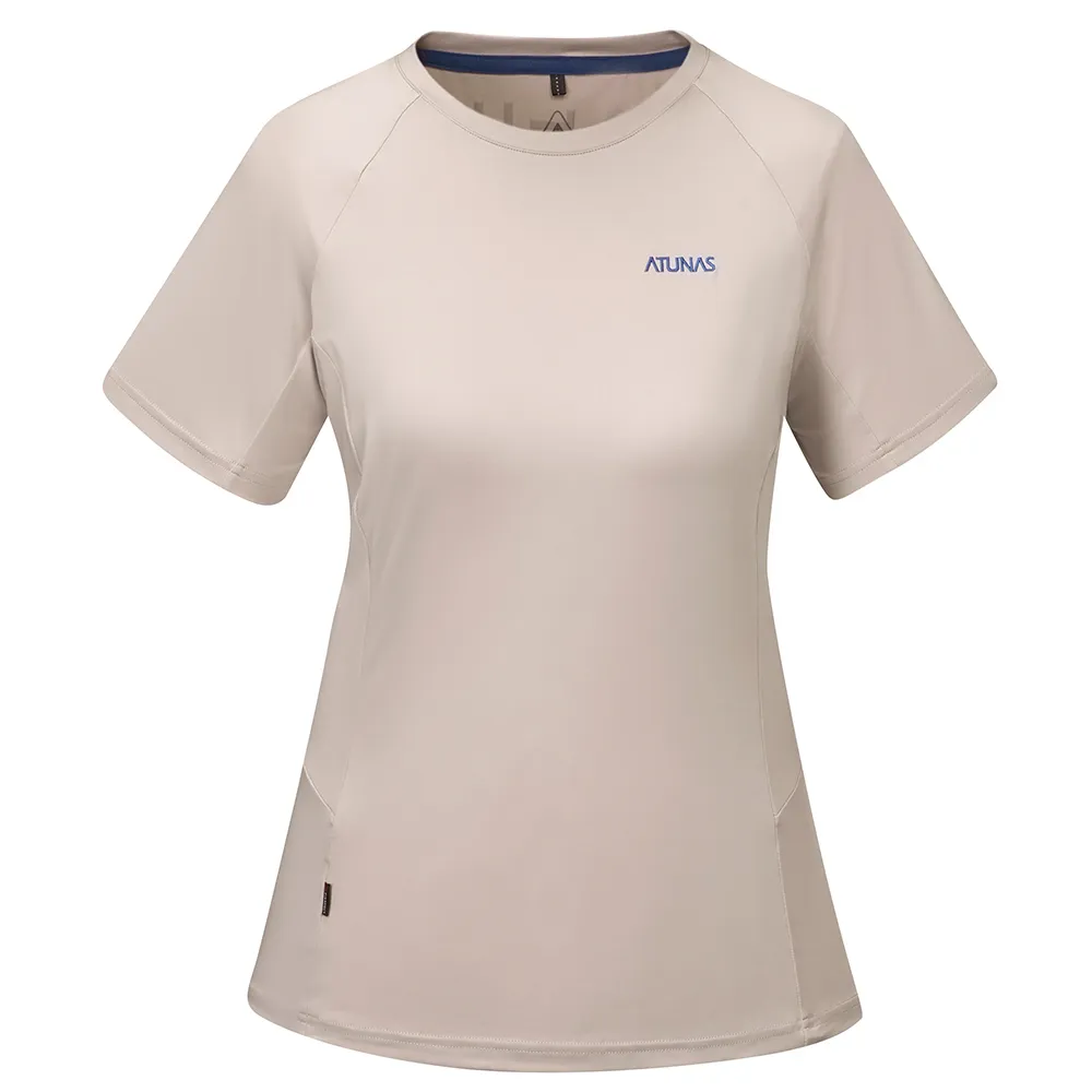 【ATUNAS 歐都納】女款POLARTEC POWER STRETCH短袖T恤(A2TS2322W米褐/防曬透氣/吸濕排汗/抗臭快乾)