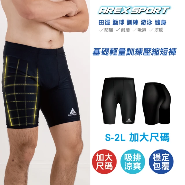 AREXSPORT 男短褲 運動短褲 大碼緊身褲 訓練褲 跑褲 重訓褲 加大碼 泳褲 大碼短褲S-2L(水陸男短褲)