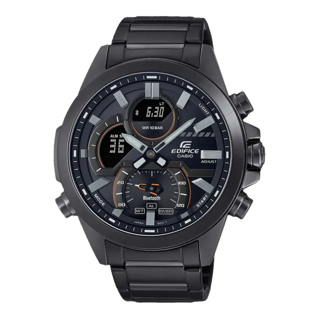 【CASIO 卡西歐】EDIFICE 雙顯 智慧藍牙 黑鋼錶帶 防水100米 ECB-30(ECB-30DC-1A)