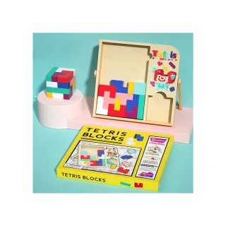 【Giscoo 聚思庫】俄羅斯方塊積木拼圖版-馬卡龍方塊(空間邏輯 啟蒙 方塊 益智玩具)