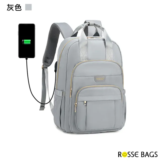 【Rosse Bags】時尚日常多功能簡約電腦包(現+預 黑色／米色／灰色／米綠色)