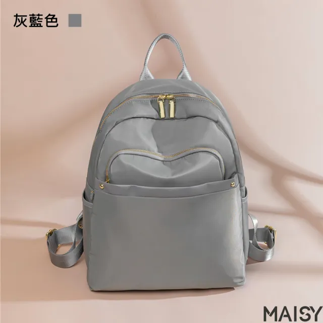 【MAISY】輕便牛津布14吋電腦背包(現+預 黑色／杏灰色／杏棕色／粉紫色／灰藍色／