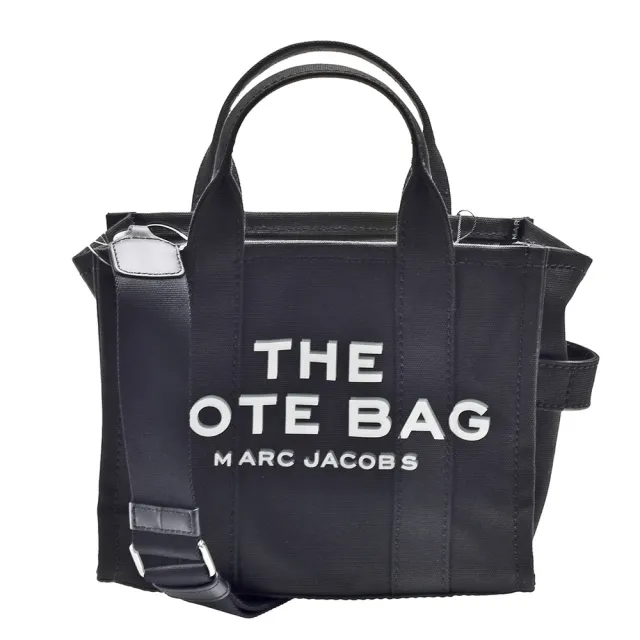 【MARC JACOBS】經典THE TRAVELER TOTE品牌LOGO帆布手提/斜背包(迷你-黑色M0016493-001)