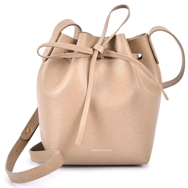 【MANSUR GAVRIEL】防刮皮革斜背MINI MINI水桶包(卡其色)