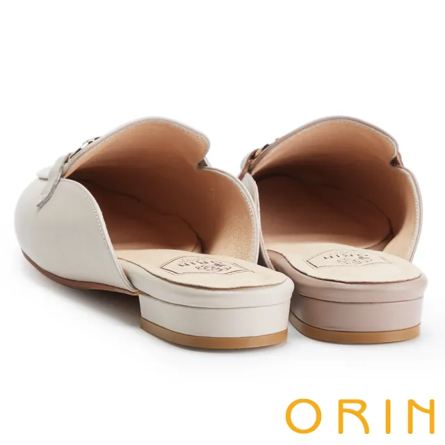 【ORIN】氣質馬蹄釦真皮低跟穆勒鞋(藕色)