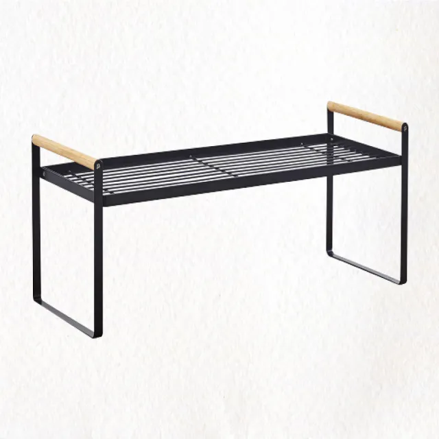 【新錸家居】日式原木柄邊萬用置物架收納架-中號(廚房調味料架檯面桌上單層架 櫥櫃下水槽分層 碗盤瀝水架)