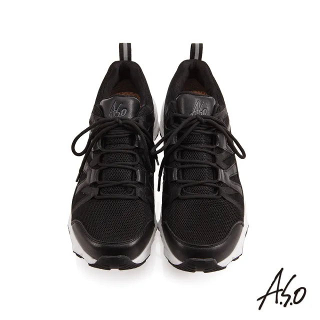 【A.S.O 阿瘦集團】活力雙核心防水綁帶休閒鞋-男款(黑色)