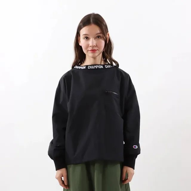 【Champion】官方直營 Womens 口袋長袖Tee-女(黑色)