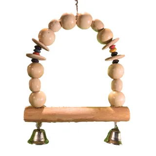 【YOYO 悠悠水族】天然原木製串珠鞦韆(中小型鳥、鳥用玩具)