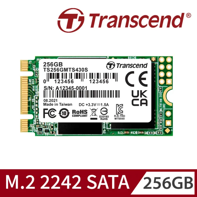 【Transcend 創見】MTS430S 256GB M.2 2242 SATA Ⅲ SSD固態硬碟(TS256GMTS430S 新舊包裝隨機出貨)