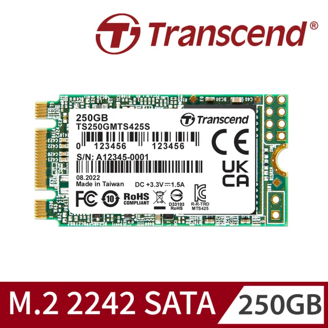 【Transcend 創見】MTS425S 250G M.2 2242 SATA Ⅲ SSD固態硬碟(TS250GMTS425S 新舊包裝隨機出貨)
