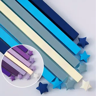 【流星雨】DIY摺紙星星紙條1080張-藍紫色系(手工摺紙 幸運星 純色紙條 許願瓶 手工藝 禮物 七夕 擺飾)
