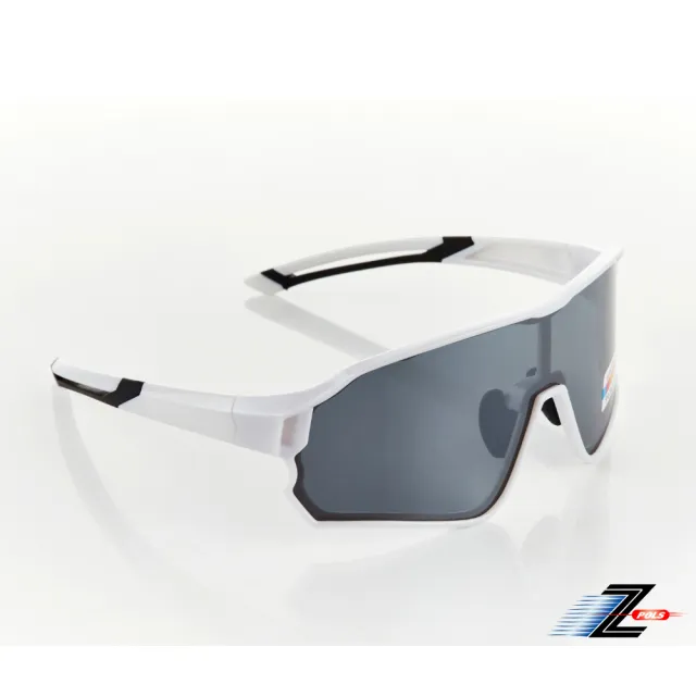 【Z-POLS】新一代PRO款搭載頂級Polarized 強抗UV400電鍍水銀黑偏光運動太陽眼鏡(帥氣白全框設計)