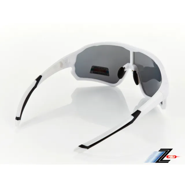 【Z-POLS】新一代PRO款搭載頂級Polarized 強抗UV400電鍍水銀黑偏光運動太陽眼鏡(帥氣白全框設計)