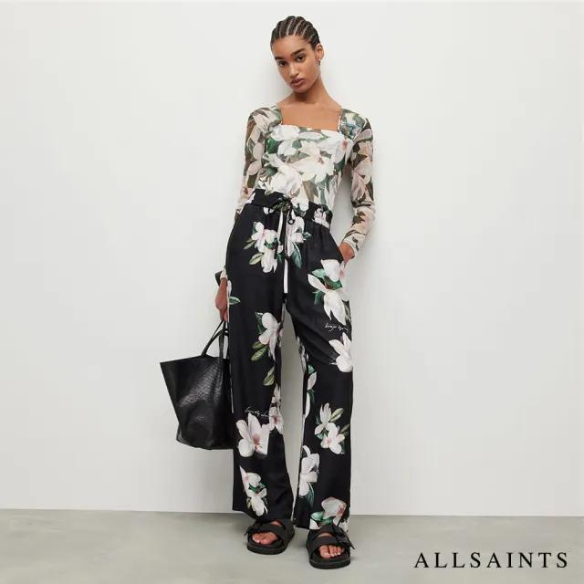 【ALLSAINTS】TYLER 真絲混紡滑順玉蘭花印花長褲 WP027Y(舒適版型)