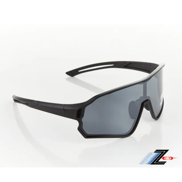 【Z-POLS】新一代PRO款搭載頂級Polarized 強抗UV400電鍍水銀黑偏光運動太陽眼鏡(帥氣消光黑全框設計)