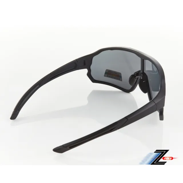 【Z-POLS】新一代PRO款搭載頂級Polarized 強抗UV400電鍍水銀黑偏光運動太陽眼鏡(帥氣消光黑全框設計)
